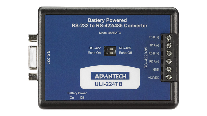 Serial Converter, RS-232 DB9 F to RS-422/485 TB, Batter Power Ability